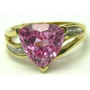   48cts Perfect Pink Tourmaline Diamond & Gold Ring 