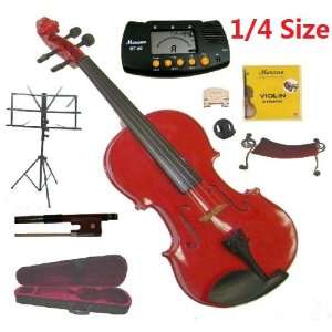  Merano 1/4 Size Red Violin with Case and Bow+Extra Set of 