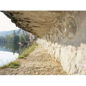 Modern Carvings by D. Monnier on Wall of Tow Path Beside River Lot 