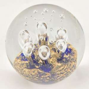   Ocean Wave Blue & Gold Blubbling Pattern XL Huge Paperweight PW 6079XL